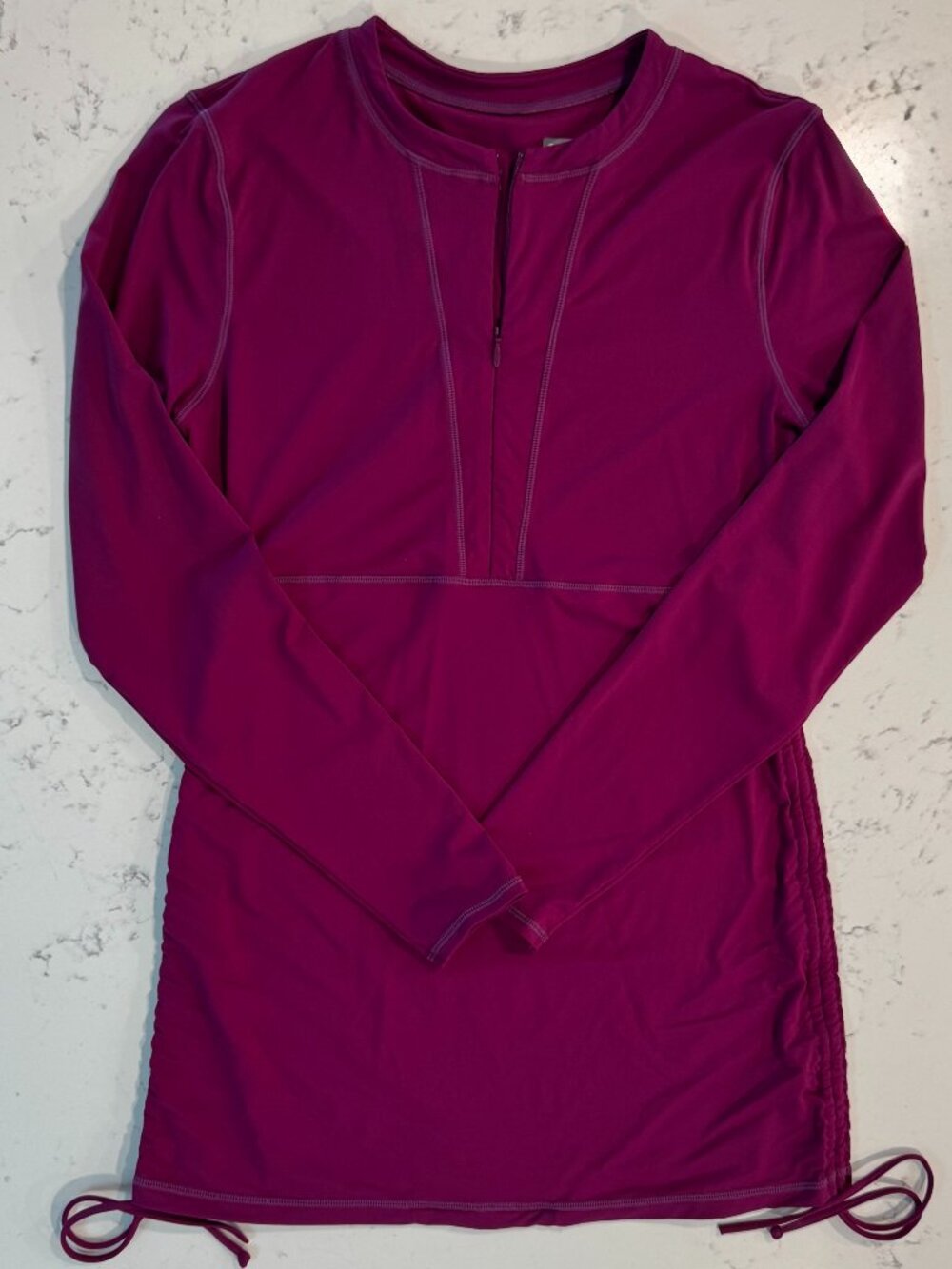 Athleta 1/2 Zip Swim Dress M Purple Long Sleeve Athleisure Pool Beach Cover Up